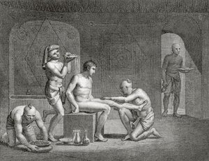 Inne i et egyptisk badehus, ca. 1820-tallet